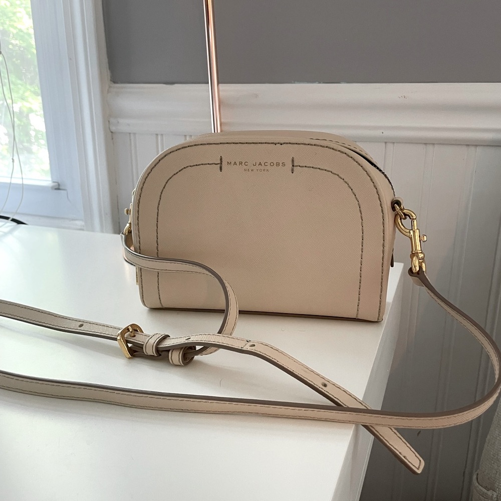 Marc Jacobs Leather Playback Crossbody Purse Beige